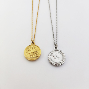 <span class=keywords><strong>Gioielli</strong></span> moda in acciaio inossidabile 18k oro goffrato elisabeth collana <span class=keywords><strong>regina</strong></span> <span class=keywords><strong>gioielli</strong></span> Vintage moneta pendente collana - Product Image 5