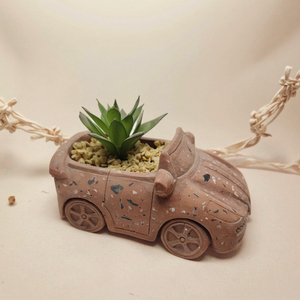 Pot de fleur en céramique mignon en forme de voiture pour plantes d'intérieur pour la maison bureau salon pots de fleurs jardinières - Product Image 1