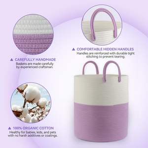 <span class=keywords><strong>Cesto</strong></span> <span class=keywords><strong>de</strong></span> lavandería 52L Contenedor <span class=keywords><strong>de</strong></span> almacenamiento <span class=keywords><strong>de</strong></span> <span class=keywords><strong>ropa</strong></span> <span class=keywords><strong>sucia</strong></span> plegable Diseño <span class=keywords><strong>de</strong></span> doble color <span class=keywords><strong>para</strong></span> niña adolescente Organizador púrpura Cuerda <span class=keywords><strong>de</strong></span> algodón Cestas <span class=keywords><strong>de</strong></span> lavandería - Product Image 3