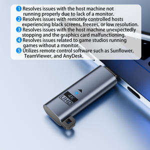 การ์ดจอแบบ Type-C อุปกรณ์ล็อคหน้าจอเสมือนแบบจำลอง ความละเอียดสูง สำหรับแล็ปท็อป ป้องกันการเข้าสู่โหมดพักเครื่องจากระยะไกล รองรับ 4K Ultra HD Audio - Product Image 4