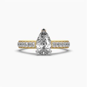 Bague de fiançailles solitaire en diamant de laboratoire taille poire, la plus vendue, personnalisable OEM/ODM, en or massif 14K/18K/22K, de luxe pour femme - Product Image 1