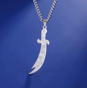 Collar de Acero Inoxidable Personalizado con Colgante de la Espada de Imán Alí Zulfikar para Hombres, Estilo Bambú Transfronterizo de AliExpress para Regalos - Product Image 4