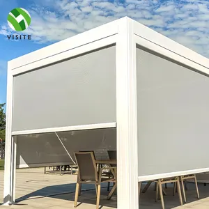 YST Factory Cortinas para exteriores Automáticas Inteligentes Impermeáveis Alumínio Elétrico Zipper Track 7 Graus resistente ao vento Cortinas de rolo com zíper