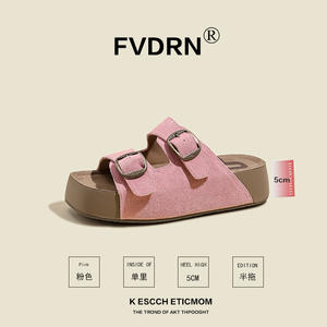 Novità 2025: <span class=keywords><strong>Ciabatte</strong></span> Estive da <span class=keywords><strong>Donna</strong></span> con Punta Quadrata, Plateau 4,5 cm, Tomaia in Pelle Scamosciata - Product Image 5