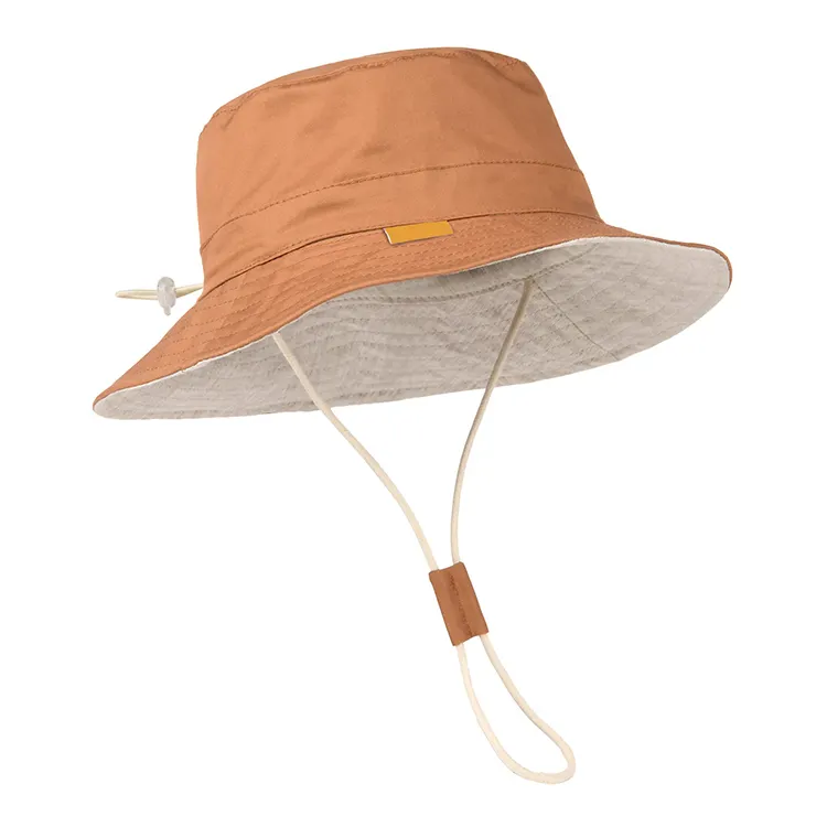 Chapéu de verão com corda para crianças Custom Cotton Kids Bucket Hats