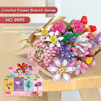 Populaire chanceux Mini 12 typés ABS en plastique fleur bloc Bouquet bricolage Rose Rose blocs de construction ensembles boîte emballée Anime cadeau filles