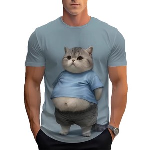 Men's 3D <b>Cat</b> Print <b>T</b>-Shirt Regular Fit Short Sleeve Digital Printed Jersey Fabric Adult Youth Casual Wear - Product Image 3