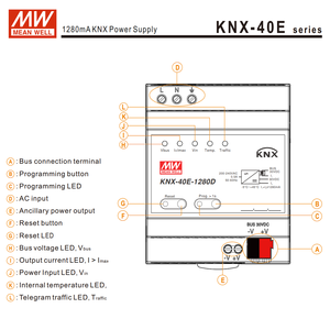 แหล่งจ่ายไฟ 30V KNX-40E-1280D แบบขาออกเดี่ยว 1280mA จัดส่งเร็วจากไต้หวัน แหล่งจ่ายไฟ KNX-40E-1280D B - Product Image 3