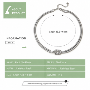 Collier à nœuds en acier inoxydable, ton argenté, double chaîne serpent, fermoir mousqueton, réglable 43,5 + 6 cm, 14 g - Product Image 4