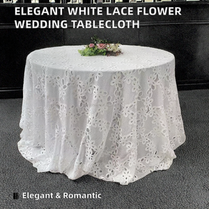 Elegante Mantel Redondo de Encaje Blanco, Estilo Nuevo, Diseño Calado con Parches, Impermeable, para Bodas, 120 cm - Product Image 2