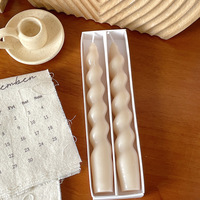 Haute qualité décor à la maison noir conique trempé bougies boîte emballage mariage suspendu cire de soja ivoire blanc torsion cône spirale bougie