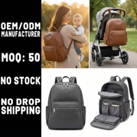 Individuell Bedruckbare Vegane PU-Leder Wickeltasche Rucksack mit 16 Fächern, Passend für Flaschen, Windeln und 15-Zoll-Laptops