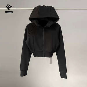 F240778 felpe con <span class=keywords><strong>cappuccio</strong></span> Custom Streetwear da <span class=keywords><strong>donna</strong></span> con <span class=keywords><strong>cappuccio</strong></span> con cerniera <span class=keywords><strong>e</strong></span> chiusura corta giacca con <span class=keywords><strong>cappuccio</strong></span> felpe da <span class=keywords><strong>donna</strong></span> top Yoga - Product Image 4