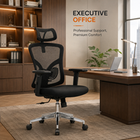 Chaise de bureau ergonomique moderne avec appui-tête réglable, chaise d'ordinateur en maille pour mobilier de bureau à domicile, soutien exécutif