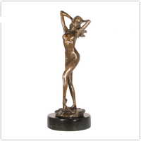 Décoration de jardin moderne Sculpture érotique en bronze en métal Statue de femme nue sexy à genoux grandeur nature Sculpture en bronze nue pour femme