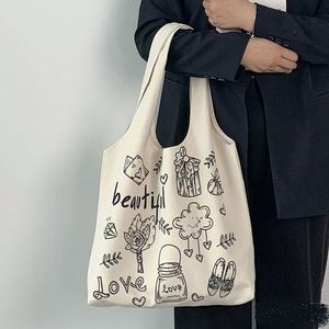 Sac fourre-tout en tissu de coton naturel sur mesure, sacs en tissu pour vêtements avec logo imprimé personnalisé, sac en toile - Product Image 3
