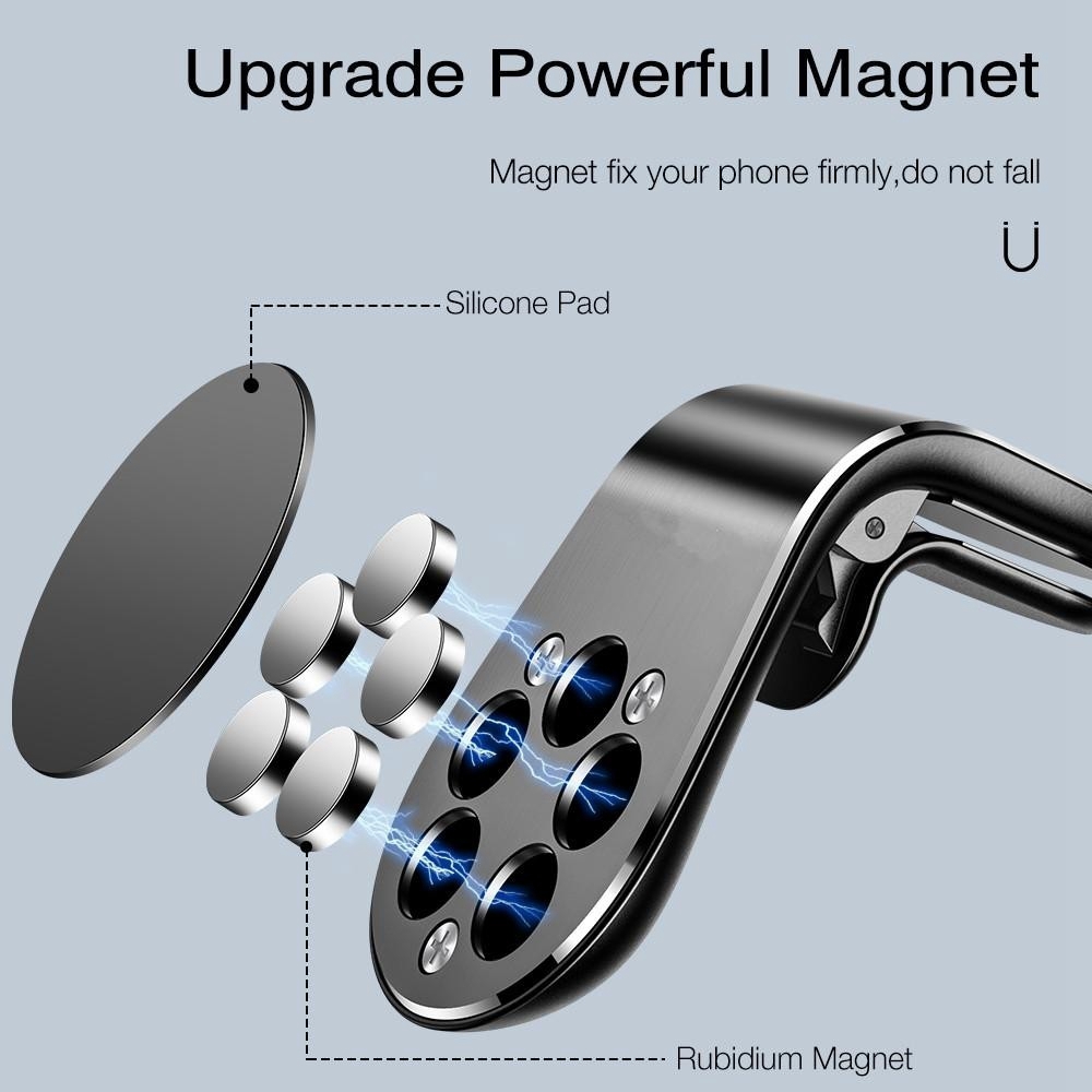 Wholesale Magnetic Car Phone Holder  for GPS L Shape Stand for Phone, Strong Magnet Metal Car Mount Air Vent Phone Holder