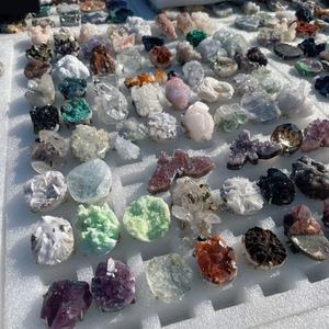 خاتم كريستال طبيعي بالجملة من الأميثيست والمالاكيت قابل للتعديل، خاتم كوارتز كريستالي للزينة - Product Image 1