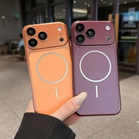 Coque de téléphone magnétique intégrale en PC électroplaqué givré avec grande fenêtre, motif animal, pour 18 Pro Max