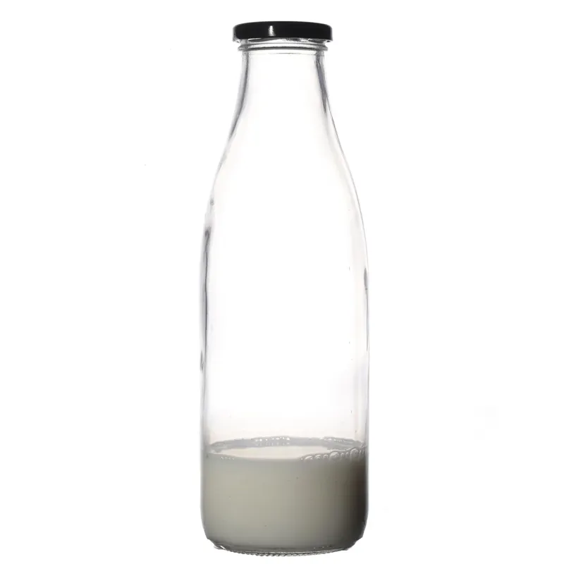 KDG marka özelleştirmek kurşunsuz 200ml 250ml 500ml 1000ml süt cam şişeler kapaklı