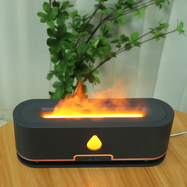 Water Drop Flame Essential Oil Scent 200ml Diffuser Rectangle 3D Fireplace Oils Diffuser
