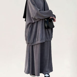 Abaya islamique haut de gamme sur mesure en velours côtelé, décontractée, grande taille, 2 pièces, chaude pour l'hiver, série édition limitée Ramadan - Product Image 3