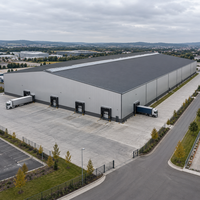 Bâtiment métallique préfabriqué EN S355 multi-voûtes pour entrepôt, atelier, bureau, avec panneaux en laine minérale