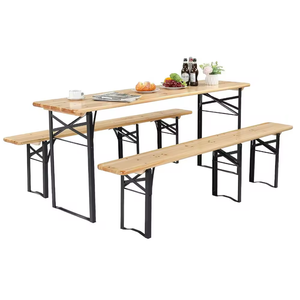 Popular calidad perfecta 3 patas al aire libre playa Picnic plegable mesa de cerveza de madera con bancos juego de mesa de fiesta para la venta - Product Image 1