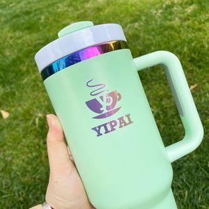 8Pack Custom H2.0 <b>40Oz</b> Rainbow Plated Stainless Steel <b>Tumbler</b> <b>With</b> <b>Handle</b> for Laser Engraved Logo 3D Printing Design - Product Image 4