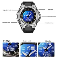 Jam Tangan Digital Olahraga Multifungsi Jam Tangan Baru untuk Anak Laki-Laki Siswa Sekolah Menengah Jam Tangan Analog-Digital Silikon Olahraga