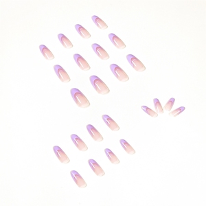 Faux ongles à presser en acrylique de haute qualité, <span class=keywords><strong>double</strong></span> French, détachables, violet clair, pour la vente en gros - Product Image 3