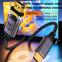 Câble de données HDMI magnétique mâle en nylon 2.1 8K 60Hz 48 Gbit/s pour HDTV, chargement rapide audio HD pour ordinateur portable, téléviseur, projecteur