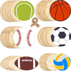 Unfinished wooden soccer <b>ball</b>, volleyball, <b>baseball</b>, basketball, rugby, tennis <b>ball</b> wood chips - DIY sports party painting - Product Image 4