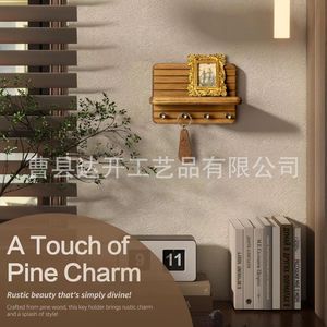 Wooden <b>Key</b> Rack With <b>Hooks</b> <b>Wall</b> Mounted Storage Organizer 11 Inch And 7 Inch For Entryway Bag And Clothes - Product Image 5