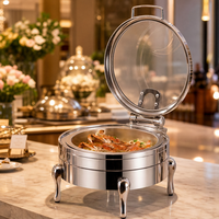 Liyunda luxe noir titane argent acier inoxydable rond Buffet plus chaud ensemble hôtel utiliser Bain Marie pour réchauffer l'équipement de maintien