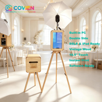 Machine Photobooth en Bois Double Face avec Écran Tactile 18,5 Pouces et Système Appareil Photo Reflex Numérique pour Location Événementielle et Mariages