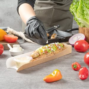 Scatola Pieghevole per Hot Dog in Carta Biodegradabile, Confezione per Cibo <span class=keywords><strong>da</strong></span> <span class=keywords><strong>Asporto</strong></span> con Logo Personalizzato per Pasti per Bambini o Fast Food, Vassoio per Hot Dog - Product Image 2