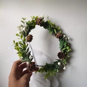 Corona artificiale <span class=keywords><strong>di</strong></span> <span class=keywords><strong>foglie</strong></span> verdi, accessori per capelli con Tiara foto da sposa, accessori per fotografie <span class=keywords><strong>di</strong></span> matrimonio - Product Image 3