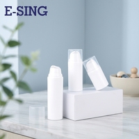 Flacon pompe sans air en plastique durable à visser pour crème cosmétique, avec logo personnalisé, finition mate, vide, pour nettoyant visage et shampoing