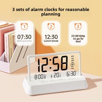 Réveil électronique pour les élèves, affichage numérique LCD, fonction de répétition silencieuse, horloge de table intelligente transparente, batterie
