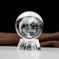 Globe terrestre en cristal magique rond avec lumière LED, globe en cristal pour la décoration de la maison et du bureau
