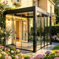 Maßgefertigte Aluminium-Pergola 3x3 3x4 Moderner Wasserdichter Garten-Pavillon mit Motorisiertem Lamellendach und LED-Beleuchtung SUMROOM