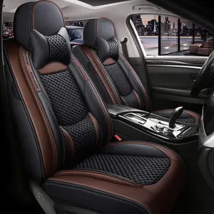 High Quality All-inclusive Lumbar Support Pu Leather And Ice Silk Auto Interior Decoration Car Seat Covers Universal Set