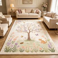 Handgefertigter Woll-/Seidenteppich im Modernen Design für den Wohnbereich, Dicker Flauschiger Teppich für das Wohnzimmer