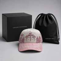 BSCI Custom Hat logo borduurwerk gebogen klep suède 5-panel rhinestone baseball pet Viacrucis zwart Xcap leverancier met aangepast logo