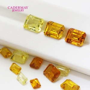 Cadermay Synthetic Citrine Loose Gemstone Rectangle Golden Yellow For Jewelry Making - Product Image 1