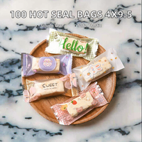 MOQ 100 pièces Emballage jetable personnalisé en PET/PE de qualité alimentaire, scellé sur 3 côtés, échantillon gratuit, scellage à chaud, pour bonbons faits main, nougats et biscuits