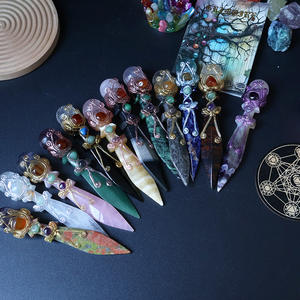 Cristal Curativo Hecho a Mano, Obsidiana Natural, Amatista, Daga Mágica, Varita Mágica, Piezas Talladas, Artículos de Brujería - Product Image 3