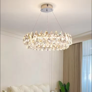 Zeal Lighting Round Raindrop Crystal Chandelier Diseño de círculo creativo para sala de estar con opción de función de altura ajustable - Product Image 3