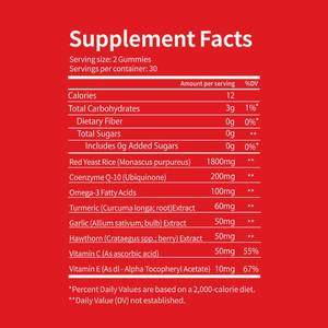 Gạo men đỏ cao cấp 1800mg & CoQ10 200mg Gummies, không đường 8 trong <span class=keywords><strong>1</strong></span> với Omega-3, táo gai, hỗ trợ tim & <span class=keywords><strong>cholesterol</strong></span> - Product Image 3